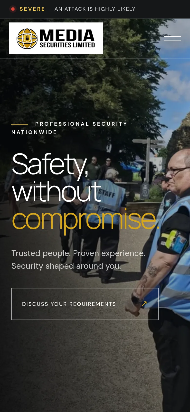 Media Securities homepage on mobile
